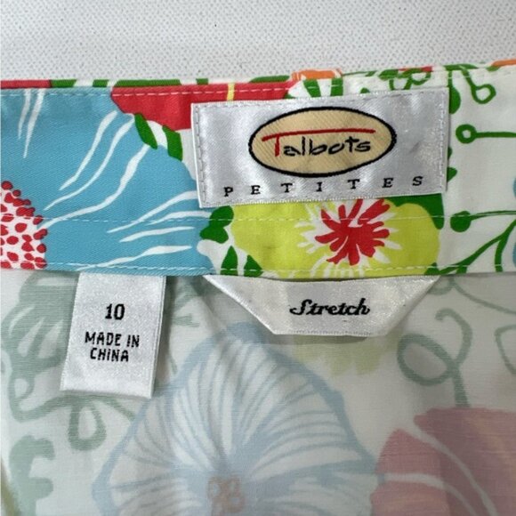 Talbots Petite Floral Print Stretch Belted Straight Skirt Sz 10 10p - Picture 3 of 6